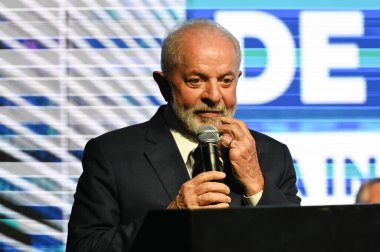 Sao Paulo (SP), Brezilya 04 / 12 / 2024 - Luiz Inacio Lula da Silva (PT) Brezilya Cumhurbaşkanı, (ANFAVEA) Motorlu Araç İmalat Ulusal Derneği 'nin yeni genel merkezinin açılış töreninde