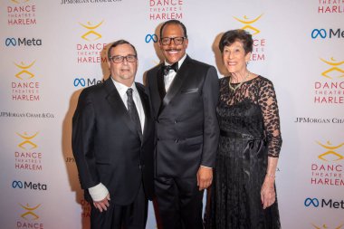 Dance Theater Of Harlem Honor Misty Copeland At Annual Vision Gala. April 12, 2024, New York, New York, USA: (L-R) Jerry Dreskin, Robert Garland and Elaine Dreskin attend the Dance Theater of Harlem's Annual Vision Gala  clipart
