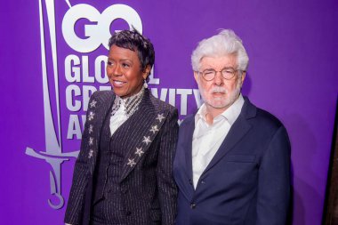 2024 GQ Creativity Awards. April 11, 2024, New York, New York, USA: (L-R) Mellody Hobson and George Lucas attend the 2024 GQ Creativity Awards at WSA on April 11, 2024 in New York City.  clipart