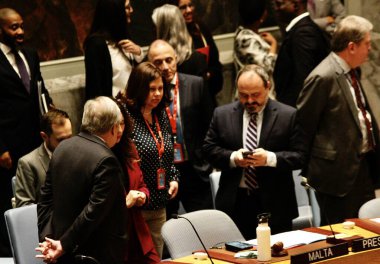 Güvenlik Konseyi Toplantısı: Ortadoğu 'daki durum. 14 Nisan 2024, Birleşmiş Milletler, New York, ABD: Acil Güvenlik Konseyi Toplantısı: İsrail ile İran arasındaki gerginliğin tırmanması nedeniyle Ortadoğu 'daki durum