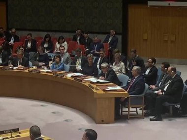 Güvenlik Konseyi Toplantısı: Ortadoğu 'daki durum. 14 Nisan 2024, Birleşmiş Milletler, New York, ABD: Acil Güvenlik Konseyi Toplantısı: İsrail ile İran arasındaki gerginliğin tırmanması nedeniyle Ortadoğu 'daki durum 