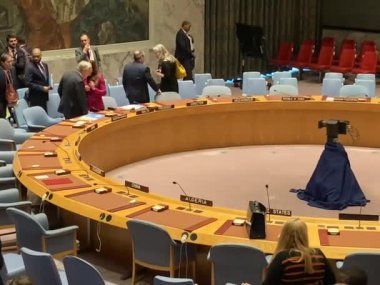 Güvenlik Konseyi Toplantısı: Ortadoğu 'daki durum. 14 Nisan 2024, Birleşmiş Milletler, New York, ABD: Acil Güvenlik Konseyi Toplantısı: İsrail ile İran arasındaki gerginliğin tırmanması nedeniyle Ortadoğu 'daki durum 