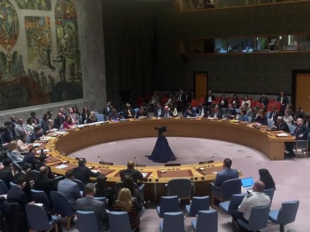 Reunión Del Consejo Seguridad Situación Oriente Medio Abril 2024 Naciones — Vídeo de stock