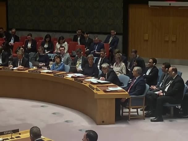 Συνεδρίαση Του Συμβουλίου Ασφαλείας Κατάσταση Στη Μέση Ανατολή Απριλίου 2024 — Αρχείο Βίντεο