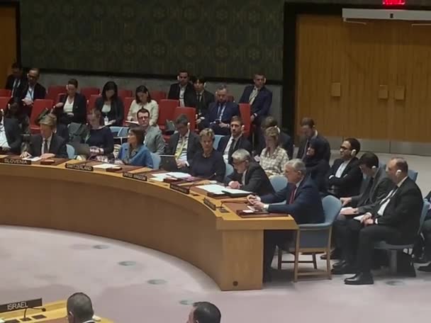 Riunione Del Consiglio Sicurezza Situazione Medio Oriente Aprile 2024 Nazioni — Video Stock