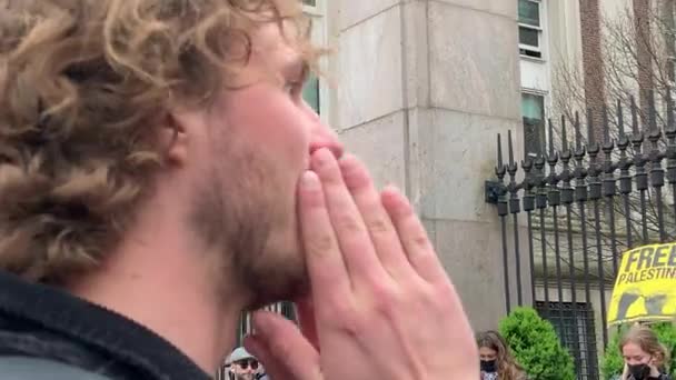 New York Taki Columbia Üniversitesi Nde Srail Karşıtı Protestolar Nisan — Stok video