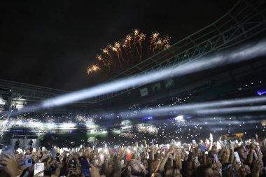 Sao Paulo (SP), Brezilya 04 / 19 / 2024 - Bu Cuma Sao Paulo kentindeki Allianz Parque 'da düzenlenen gösteride, Soweto pagode grubunun 30 yıllık kariyerini kutluyor . 