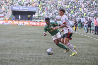 Sao Paulo (SP), Brezilya 04 / 21 / 2024 - BRASILEIRAO ile PALMEIRAS maçı 21 Nisan 2024. 