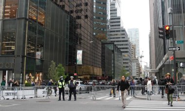 The Arrival of Trump at Trump Tower From The Court. April 19, 2024, New York, USA: The former US President, Donald J. Trump is seen arriving back at Trump Tower in his Motorcade with tight security provided by NYPD.  clipart