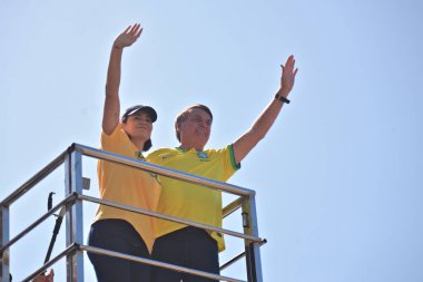 Rio de Janeiro (RJ), Brezilya 04 / 21 / 2024 - Eski cumhurbaşkanı Jair Bolsonaro 'nun (PL) 21 Pazar günü Rio de Janeiro' daki Copacabana plajında düzenlediği gösteri. Eylemin gündeminde demokrasi savunması var.