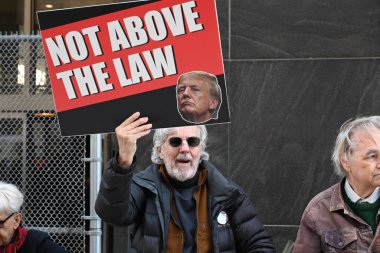 Eski Başkan Donald Trump 'ın sus payı duruşması. 22 Nisan 2024, New York, New York, ABD. Eski Başkan Donald Trump, Amerika Birleşik Devletleri 'nin 45. Başkanı, 34 adet sahte iş kaydıyla yargılanıyor. 