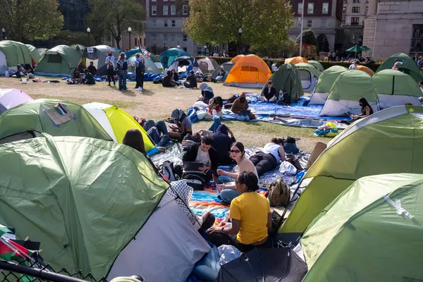 stock image Speaker Johnson Delivers Remarks On Antisemitism At Columbia University. April 24, 2024, New York, New York, USA: Encampment occupied by pro-Palestinian protesters on the campus of Columbia University on April 24, 2024 in New York City. 