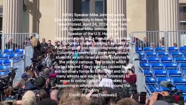 Presidente Mike Johnson Visita Columbia University New York Mezzo Alla — Video Stock