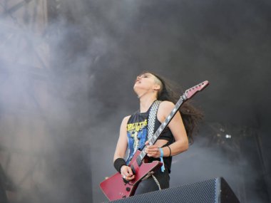 Sao Paulo (SP), Brezilya 04 / 27 / 2024 - Bu Cumartesi, 27 Nisan 2024 tarihinde, Sao Paulo 'nun batısındaki Memorial da America Latina' da düzenlenen Summer Breeze festivalinin ikinci gününde Nervosa grubunun performansı.