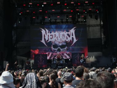 Sao Paulo (SP), Brezilya 04 / 27 / 2024 - Bu Cumartesi, 27 Nisan 2024 tarihinde, Sao Paulo 'nun batısındaki Memorial da America Latina' da düzenlenen Summer Breeze festivalinin ikinci gününde Nervosa grubunun performansı.