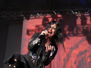 SAO PAULO, Brezilya 04 / 27 / 2024 - Bu Cumartesi Sao Paulo 'nun batı yakası Memorial da America Latin' de düzenlenen Yaz Esintisi Festivali 'nin ikinci gününde Lacuna Coil grubunun sunumu, 27 Nisan 2024. 