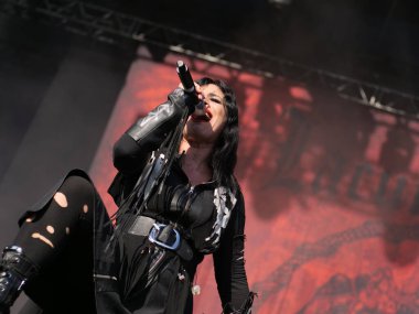 SAO PAULO, Brezilya 04 / 27 / 2024 - Bu Cumartesi Sao Paulo 'nun batı yakası Memorial da America Latin' de düzenlenen Yaz Esintisi Festivali 'nin ikinci gününde Lacuna Coil grubunun sunumu, 27 Nisan 2024. 