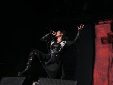 SAO PAULO, Brezilya 04 / 27 / 2024 - Bu Cumartesi Sao Paulo 'nun batı yakası Memorial da America Latin' de düzenlenen Yaz Esintisi Festivali 'nin ikinci gününde Lacuna Coil grubunun sunumu, 27 Nisan 2024. 