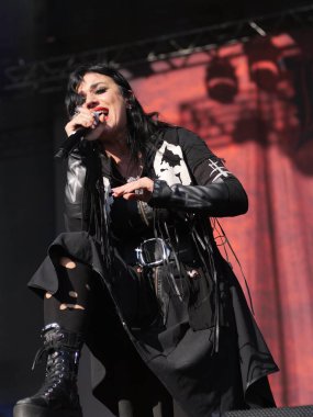 SAO PAULO, Brezilya 04 / 27 / 2024 - Bu Cumartesi Sao Paulo 'nun batı yakası Memorial da America Latin' de düzenlenen Yaz Esintisi Festivali 'nin ikinci gününde Lacuna Coil grubunun sunumu, 27 Nisan 2024. 