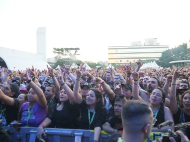 SAO PAULO, Brezilya 04 / 27 / 2024 - Hammerfall, 27 Nisan 2024 Cumartesi günü Sao Paulo 'nun batı tarafındaki Latin Amerika Anıtı' nda düzenlenen Yaz Esintisi Festivali 'nin ikinci gününde sahne aldı..