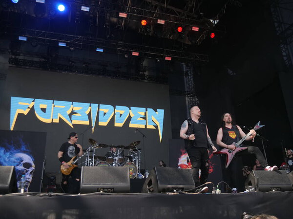 Sao Paulo (SP), Brazil 04/27/2024 - Performance by the band Forbidden during the second day of the Summer Breeze festival at the Memorial da America Latina in the west zone of Sao Paulo, this Saturday, April 27 2024