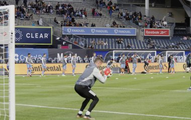 NYCFC, Charlotte FC 'ye karşı. 27 Nisan 2024, New York, ABD: NYCFC ve Charlotte FC arasındaki futbol maçından önce New York 'taki Yankee Stadyumu' nda oynanan 10.. 