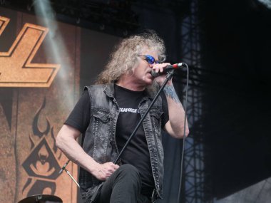 SAO PAULO, Brezilya 04 / 28 / 2024 - Overkill grubu Sao Paulo 'nun batı tarafındaki Memorial da America Latina' da düzenlenen Summer Breeze Festivali 'nin son gününde bu Pazar, 28 Nisan 2024. 