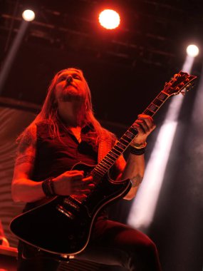 SAO PAULO, Brezilya 04 / 28 / 2024 - Amorphis grubu, 28 Nisan 2024 Pazar günü Sao Paulo 'nun batı tarafındaki Memorial da America Latin' da düzenlenen Yaz Esintisi Festivali 'nin son gününde sahne aldı.. 