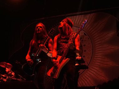 SAO PAULO, Brezilya 04 / 28 / 2024 - Amorphis grubu, 28 Nisan 2024 Pazar günü Sao Paulo 'nun batı tarafındaki Memorial da America Latin' da düzenlenen Yaz Esintisi Festivali 'nin son gününde sahne aldı.. 