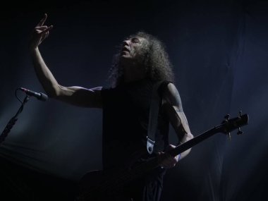 SAO PAULO, Brezilya 04 / 28 / 2024 - Anthrax grubu, Sao Paulo 'nun batı tarafındaki Memorial da America Latina' da düzenlenen Yaz Esintisi Festivali 'nin son gününde bu Pazar, 28 Nisan 2024. 