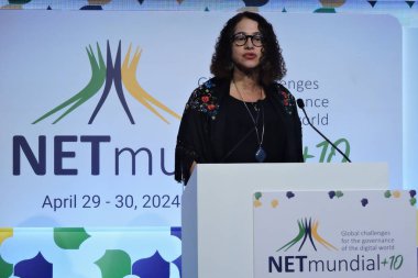 Sao Paulo (SP), 04/29/2024 - POLITICS/TECHNOLOGY/INTERNET - The Minister of Science and Technology Luciana Santos, during the NETMundial+10 conference, which takes place this Monday (29) and Tuesday (30). The event marks 10 years since the internet  clipart