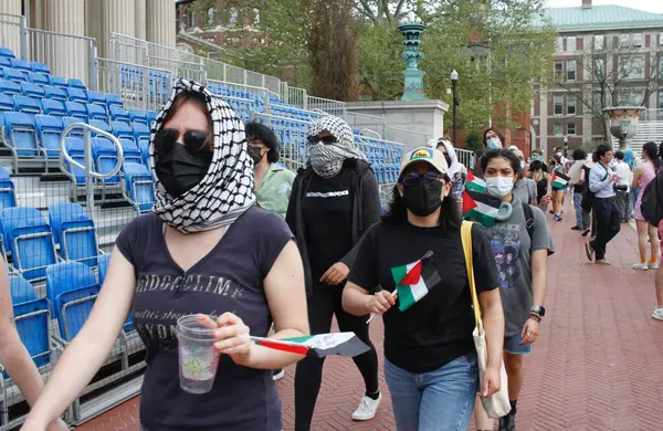Protesta Contra Israel Fecha Límite Para Acampar Campus Universidad Columbia — Foto de Stock