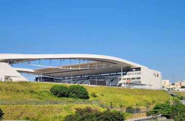Sao Paulo (SP), 05 / 01 / 2024 - Neo Quimica Stadyumu 'nun dış görünümü - 1 Mayıs' ta, Neo Quimica Arena 'nın batı otoparkında saat 10: 00' da başlayan İşçi Bayramı 'nı kutlamak amacıyla düzenlenen ulusal bayram etkinliği.