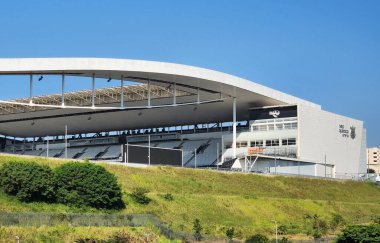 Sao Paulo (SP), 05 / 01 / 2024 - Neo Quimica Stadyumu 'nun dış görünümü - 1 Mayıs' ta, Neo Quimica Arena 'nın batı otoparkında saat 10: 00' da başlayan İşçi Bayramı 'nı kutlamak amacıyla düzenlenen ulusal bayram etkinliği.