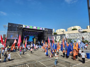 Sao Paulo (SP), 05 / 01 / 2024 - 1 Mayıs 'ta Neo Quimica Arena' nın batı otoparkında sabah 10: 00 'dan itibaren düzenlenen İşçi Bayramı münasebetiyle düzenlenen ulusal bayram etkinliği. 