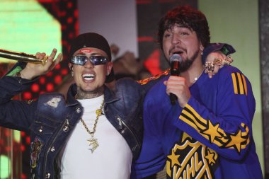 Sao Paulo (SP), Brezilya 05 / 02 / 2024 Mc Daniel, bu sabah Ana Castelo, Melody, Luan Santana ve Mc Daniel 'ın yeni görsel-işitsel projesini kaydeden şarkıcı Nattan' ın DVD 'sine katıldı.