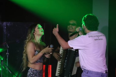 Sao Paulo (SP), Brezilya 05 / 02 / 2024 Mc Melody, bu sabah Ana Castelo, Melody, Luan Santana ve Mc Daniel tarafından seslendirilen yeni görsel-işitsel projesini kaydeden şarkıcı Nattan 'ın DVD' sine katıldı.