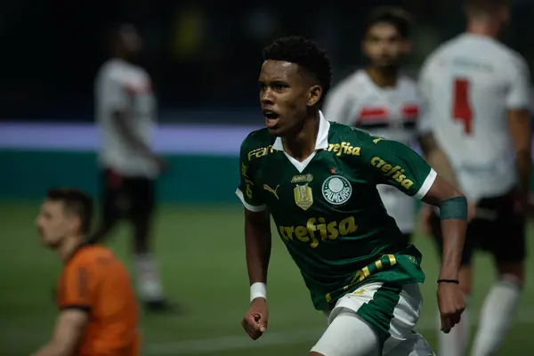 Sao Paulo Brazil 2024 Estevao Celebrates His Goal Match Palmeiras — Stock Photo, Image