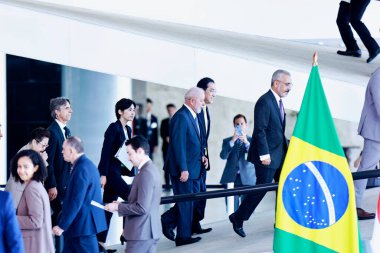 BRASILIA (DF), Brezilya 05 / 03 / 2024 Tarım ve Kalkınma Bakanı Paulo Teixeira, Resmi Varış Töreni ve Japonya Başbakanı Fumio Kishida 'nın Eylemleri sırasında,