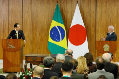 BRASILIA (DF), Brezilya 05 / 03 / 2024 Tarım ve Kalkınma Bakanı Paulo Teixeira, Resmi Varış Töreni ve Japonya Başbakanı Fumio Kishida 'nın Eylemleri sırasında,