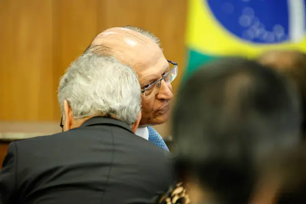Brasilia Brazílie 2024 Viceprezident Geraldo Alckmin Během Oficiálního Ceremoniálu Příchodu Royalty Free Stock Fotografie
