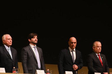 Sao Paulo (SP), Brezilya 05 / 06 / 2024 Soldan sağa Michel Temer, Brezilya Cumhuriyeti eski başkanı Andre do Prado, Alesp (Sao Paulo Yasama Meclisi), Alexandre de Moraes