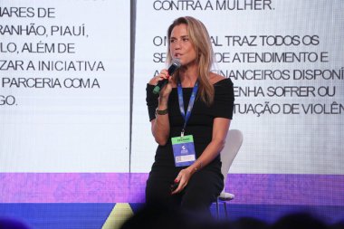 Sao Paulo (SP), 05 / 07 / 2024 Paula Young, Botafogo 'nun aktivasyon ve uluslararası ilişkiler başkanı - Brezilya Rugby Konfederasyonu CEO' su Mariana Mine 'nin katılımıyla Panel 