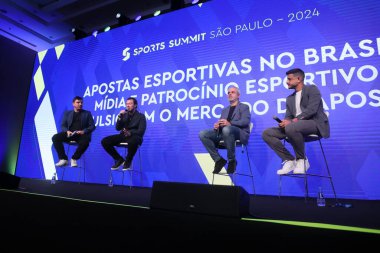 Sao Paulo (SP), 05 / 07 / 2024 Panel Sports in Brazil: medya ve spor sponsorluğu, Felipe Soalheiro 'nun DPZ iş direktörü Mauricio Portela' nın katılımıyla bahis piyasasını yürütüyor