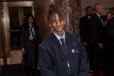 The Pierre Hotel: 2024 Met Gala Departures. May 06, 2024, New York, New York, USA: Jaden Smith wearing Thom Browne departs the Pierre Hotel for 2024 Met Gala on May 06, 2024 in New York City.  clipart