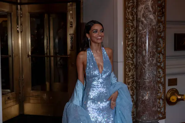 stock image The Pierre Hotel: 2024 Met Gala Departures. May 06, 2024, New York, New York, USA: Rachel Zegler wearing Michael Kors departs the Pierre Hotel for 2024 Met Gala on May 06, 2024 in New York City. 