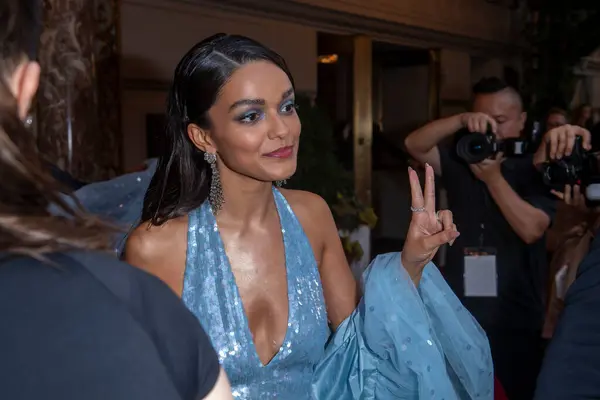 stock image The Pierre Hotel: 2024 Met Gala Departures. May 06, 2024, New York, New York, USA: Rachel Zegler wearing Michael Kors departs the Pierre Hotel for 2024 Met Gala on May 06, 2024 in New York City. 