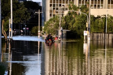 Porto Alegre (SC), Brezilya 05 / 08 / 2024 Tarihsel Merkezi ve Porto Alegre kentinin Güney Bölgesi bölgesinde bu Çarşamba günü meydana gelen sel felaketlerinin kaydı 
