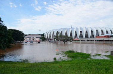 Porto Alegre (SC), Brezilya 05 / 08 / 2024 Tarihsel Merkezi ve Porto Alegre kentinin Güney Bölgesi bölgesinde bu Çarşamba günü meydana gelen sel felaketlerinin kaydı 