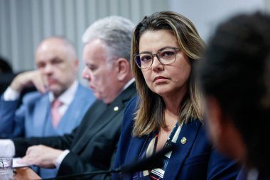 Public Security Commission (CSP) in Brasilia, in the Federal District Brasilia (DF), 05 08 2024: Senator Leila Barros (PDT-DF) chairs the Public Security Commission (CSP), in Brasilia, in the Federal District. clipart